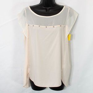 NEW Honey Punch Stud Detail Top Womens Medium M Blouse Sheer Back Spike JJ07X